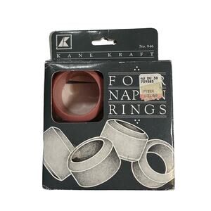 Kane Kraft VTG New In Box NOS Salmon Pink Set Of 4 Heavy Plastic Napkin Rings